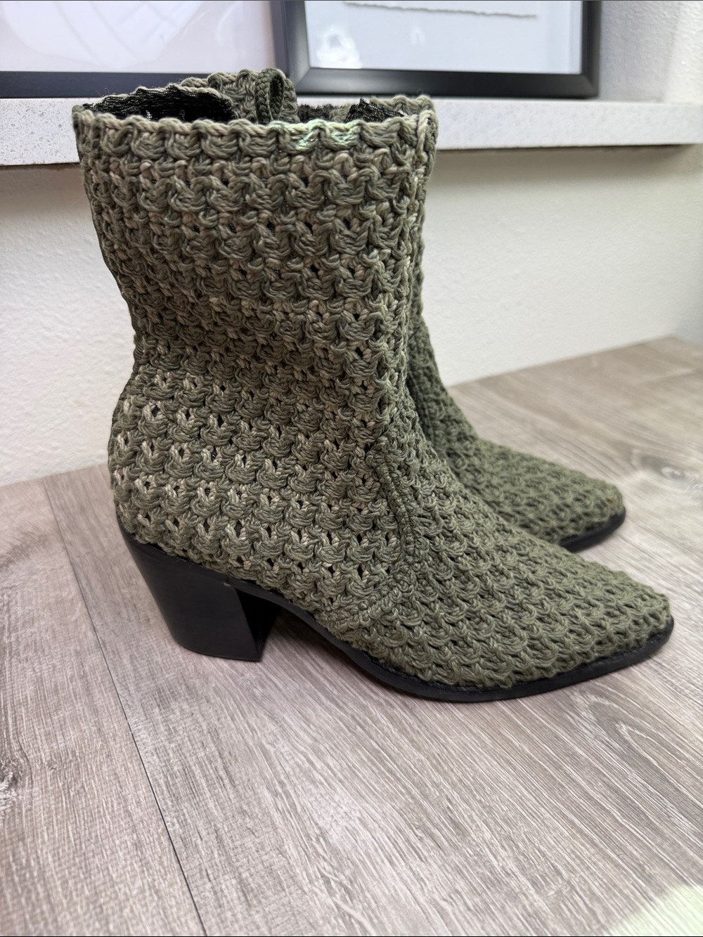CECELIA NEW YORK Olive Crochet-Knit Mid-Calf Block Heel Boots